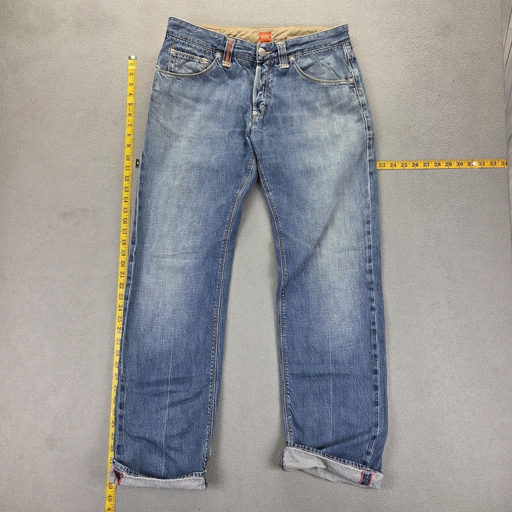 Hugo Boss Jeans Mens Blue Selvedge Crafted2-Y Relaxed Straight Fits 33x34